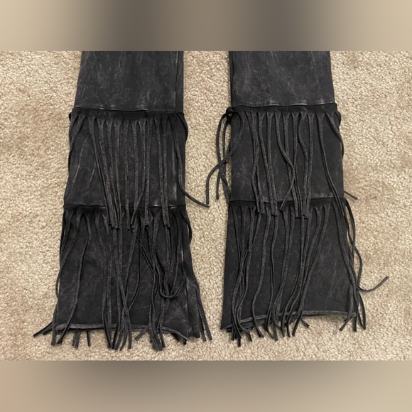 Women’s Hard Tail Fringe Leggings Acid Wash Black Size S Small - Picture 2 of 9